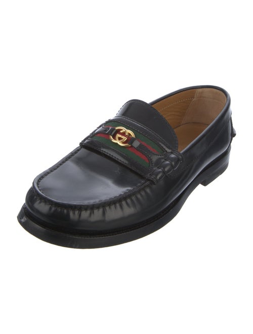 Gucci Web Accent Leather Loafers