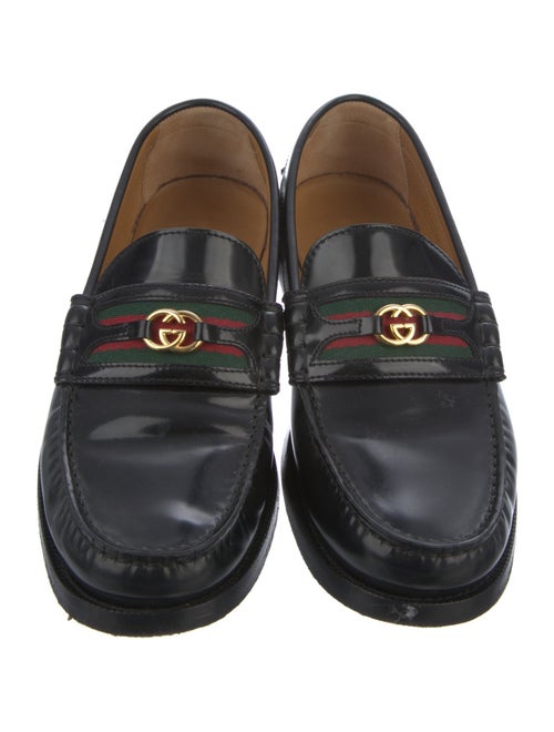 Gucci Web Accent Leather Loafers