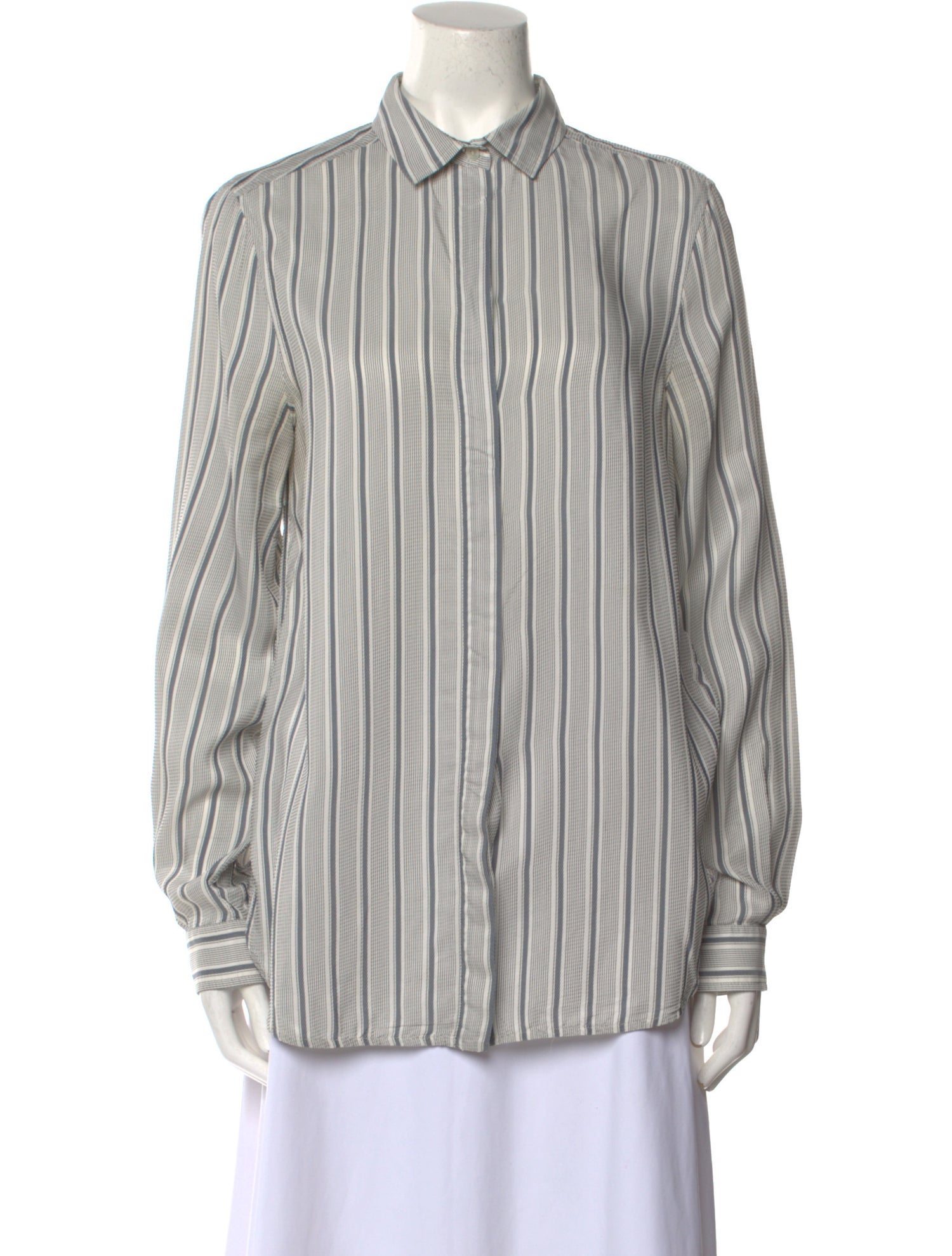 Gucci Silk Striped Button-Up Top