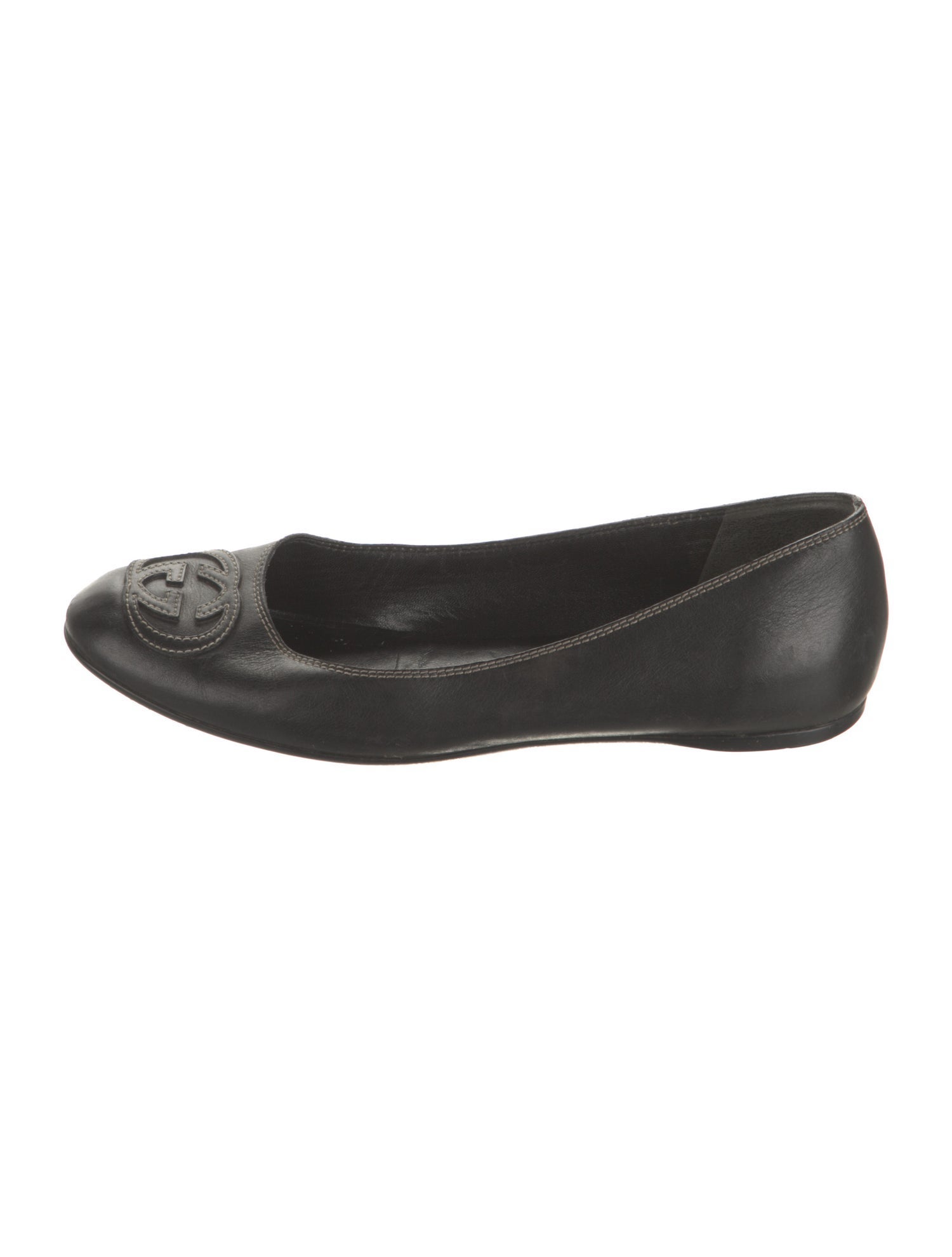 Gucci Interlocking G Logo Leather Ballet Flats