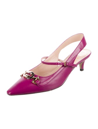 Gucci Interlocking G Horsebit Leather Slingback Pumps