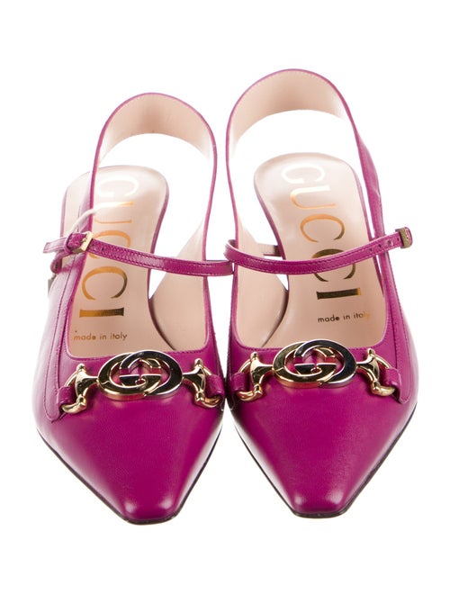 Gucci Interlocking G Horsebit Leather Slingback Pumps