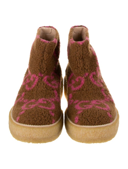 Gucci Shearling Printed Lace-Up Boots