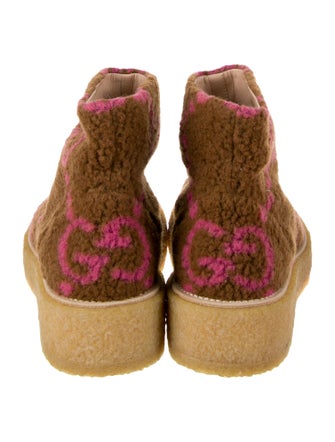 Gucci Shearling Printed Lace-Up Boots