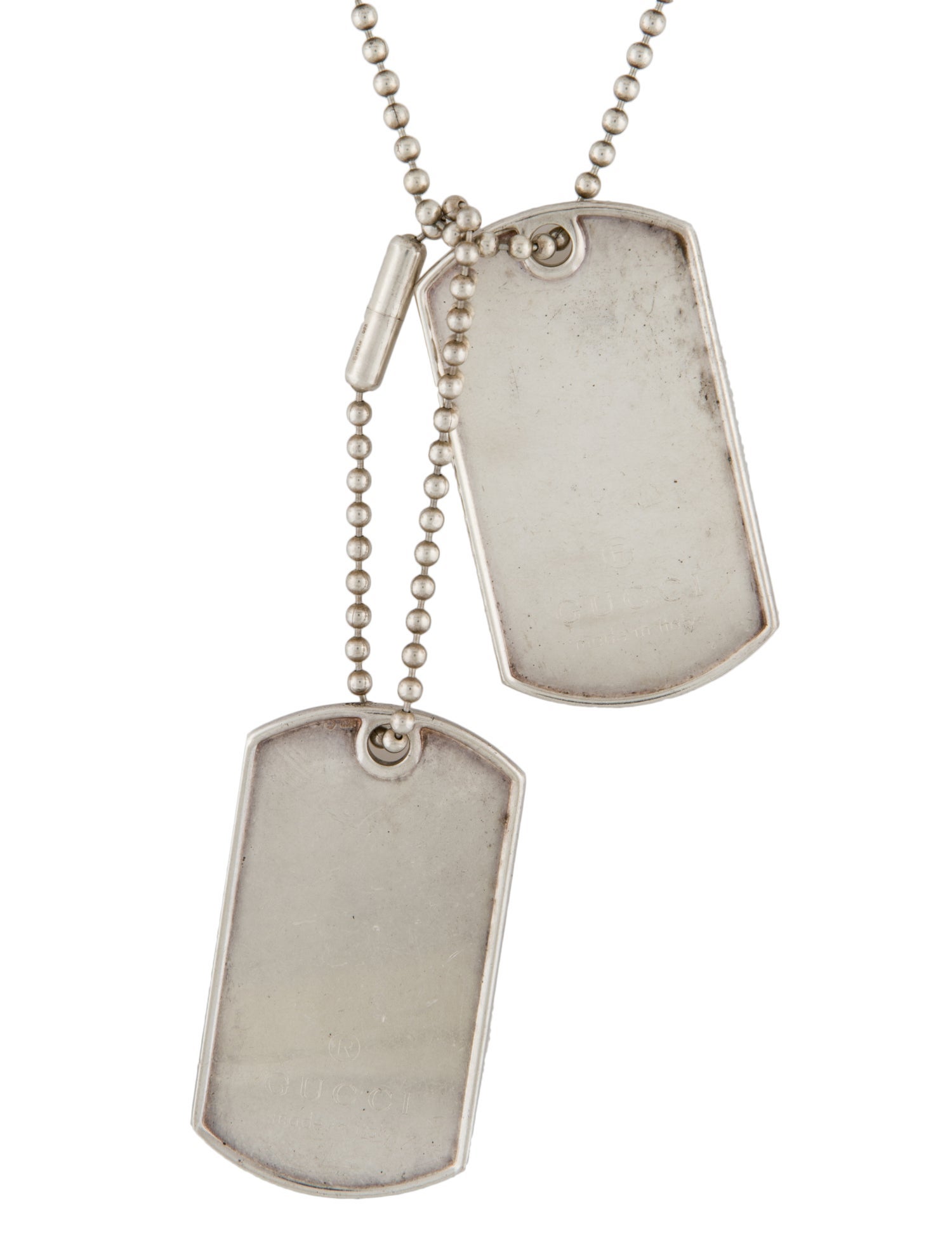 アクセサリー GUCCI Vintage Dog Tag Charm Necklace Gucci Double Dog Tag Pendant Necklace - Sterling Silver