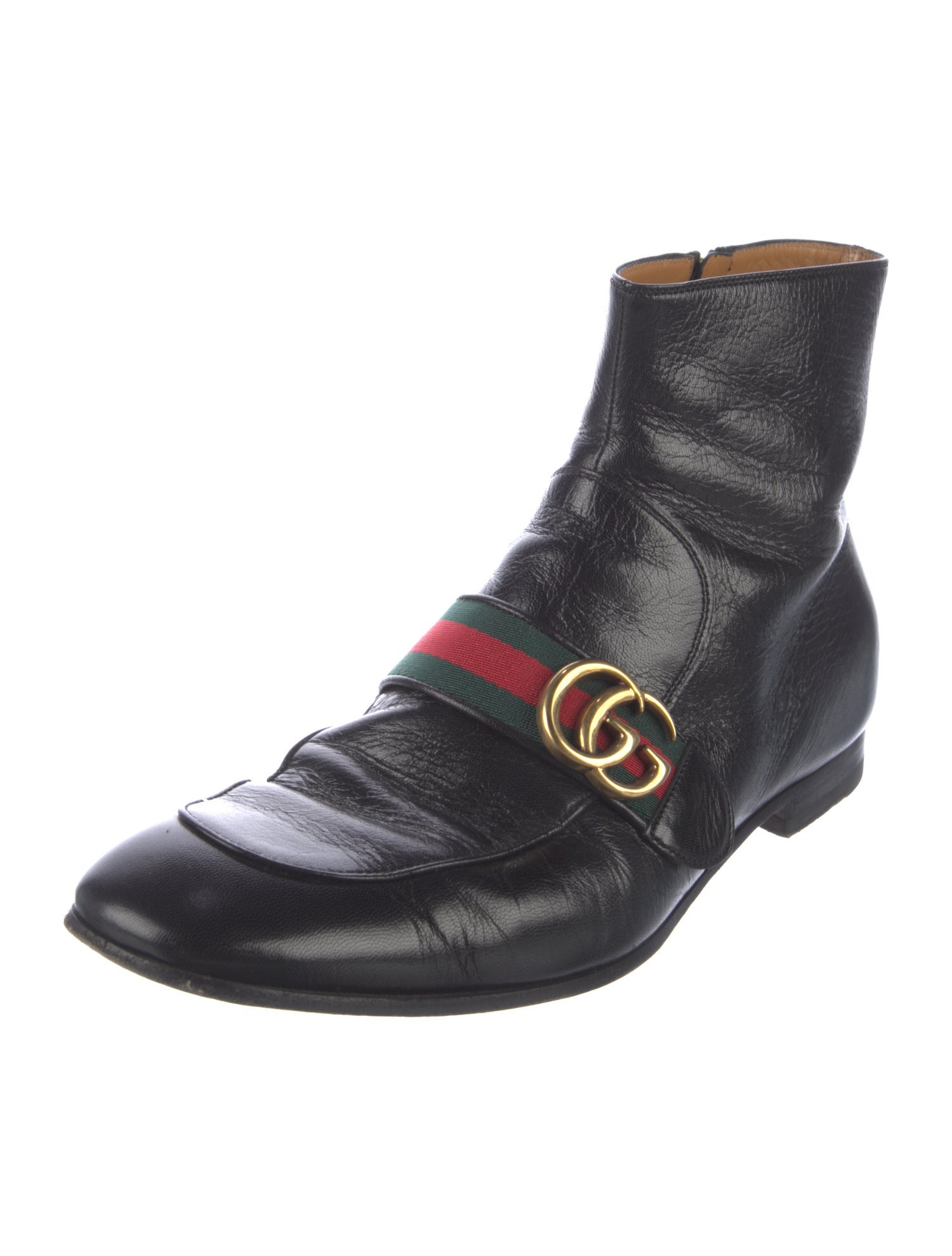 Gucci Web Accent Leather Boots