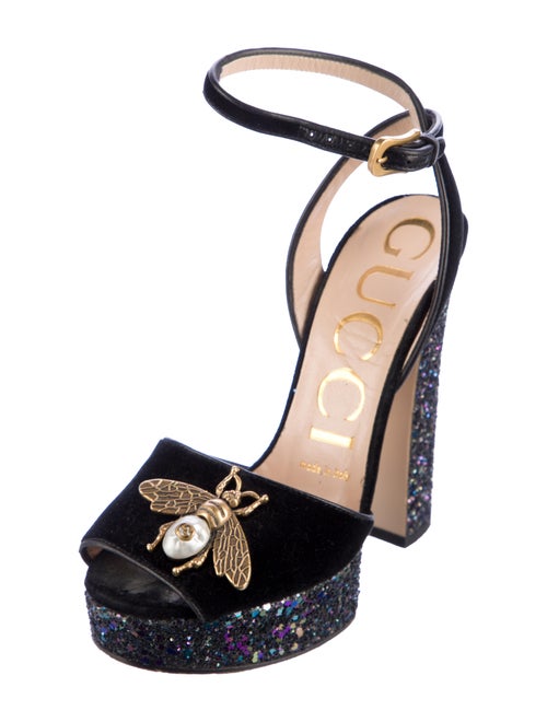 Gucci Velvet Glitter Accents Sandals