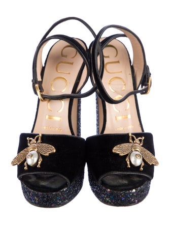Gucci Velvet Glitter Accents Sandals