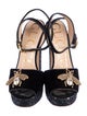 Gucci Velvet Glitter Accents Sandals