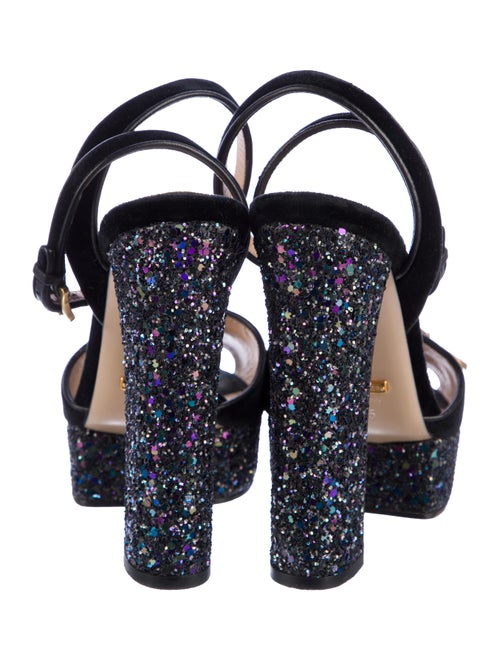 Gucci Velvet Glitter Accents Sandals