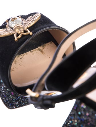 Gucci Velvet Glitter Accents Sandals