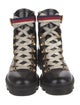 Gucci Sylvie Web Accent Leather Combat Boots