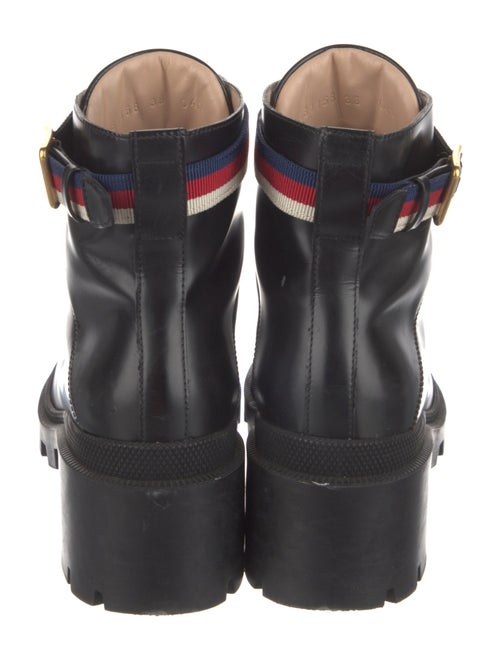 Gucci Sylvie Web Accent Leather Combat Boots