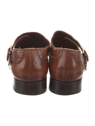 Gucci Web Accent Leather Monk Straps