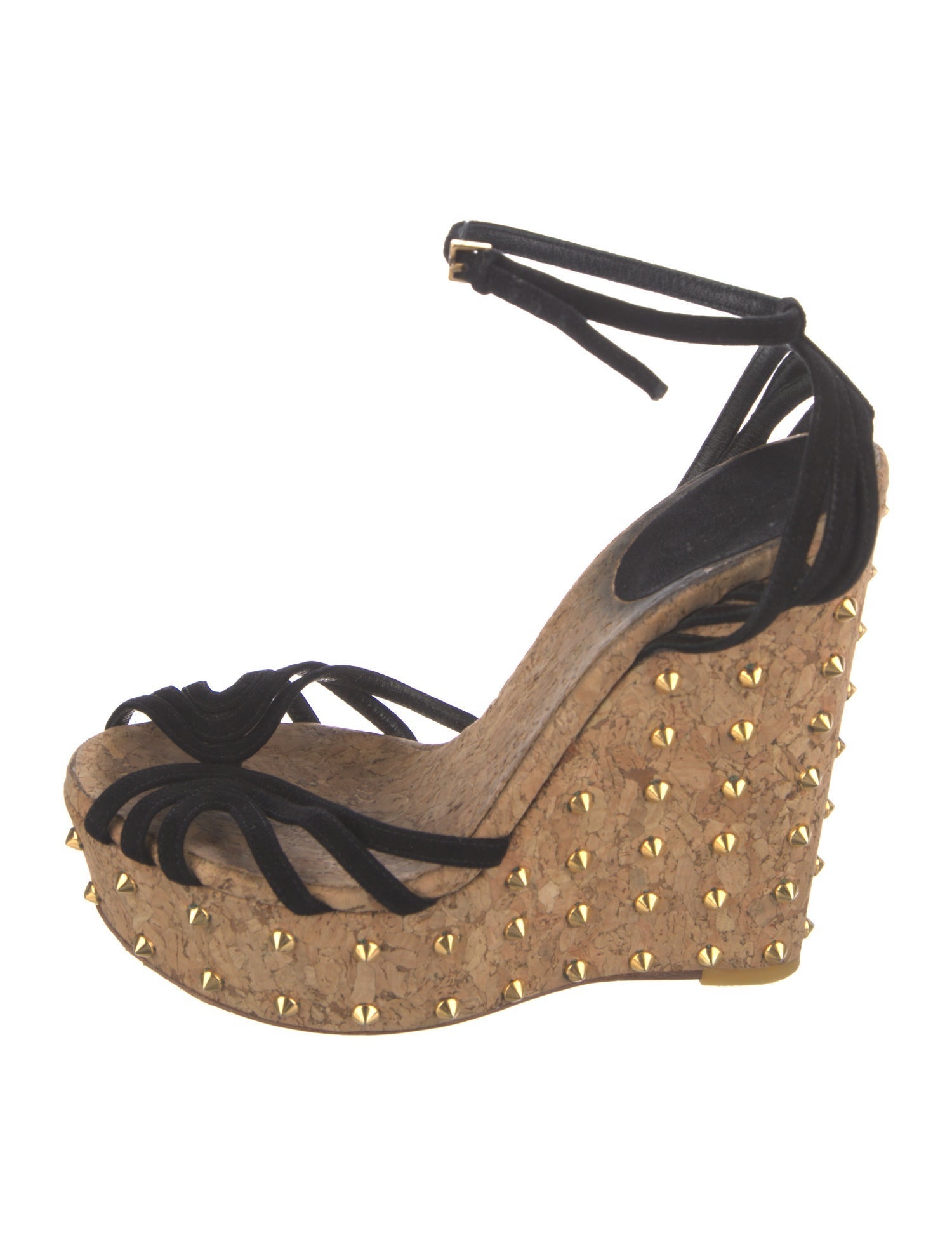 Gucci Suede Studded Accents Sandals