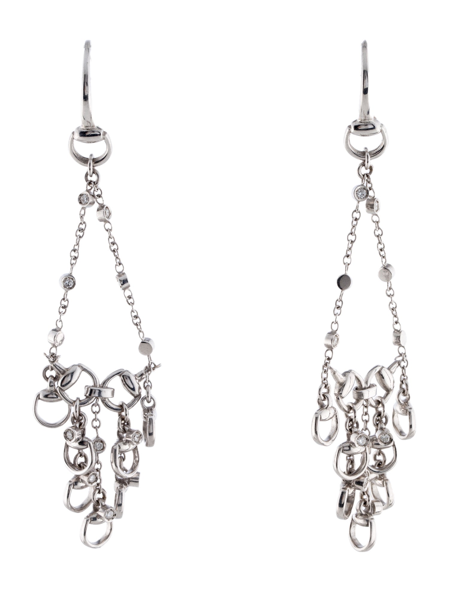 Gucci 18K Diamond Horsebit Chandelier Earrings