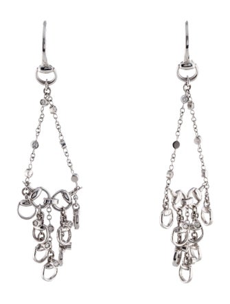 Gucci 18K Diamond Horsebit Chandelier Earrings