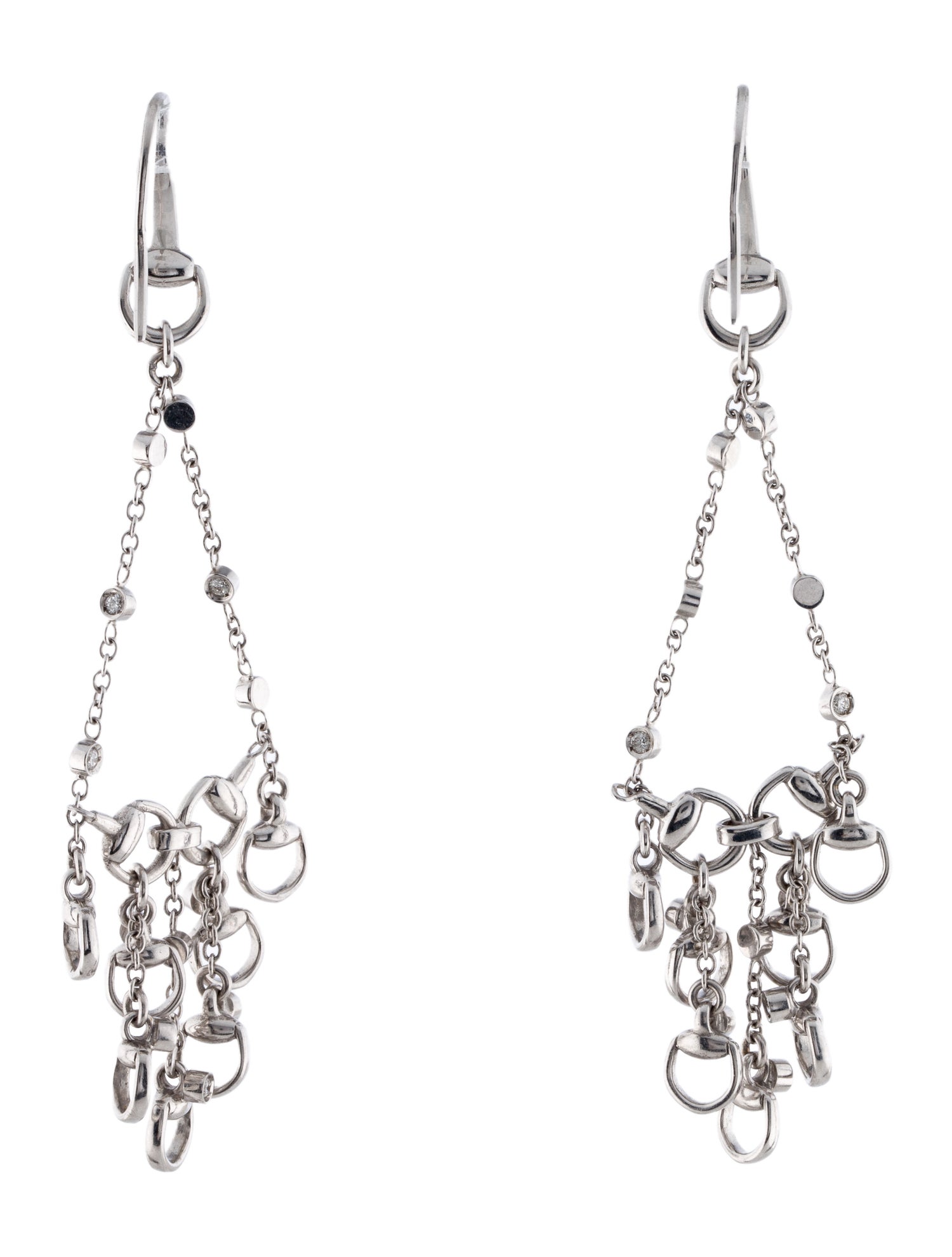 Gucci 18K Diamond Horsebit Chandelier Earrings