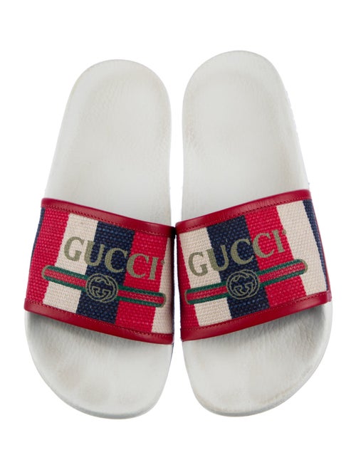 Gucci Web Accent Canvas Slides