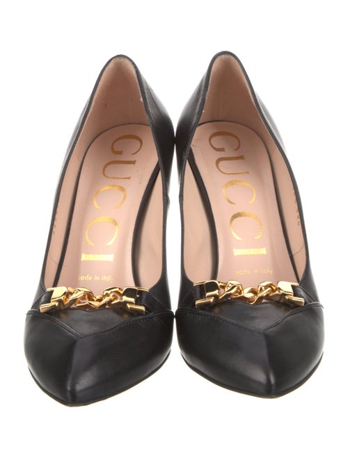 Gucci Leather Chain-Link Accents Pumps