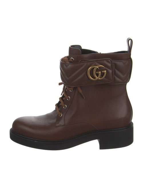 Gucci Double G Logo Leather Combat Boots