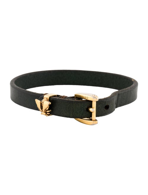 Gucci Leather Bee Wrap Bracelet