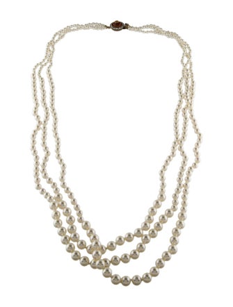 Gucci Crystal, Resin & Faux Pearl Multi Strand Necklace