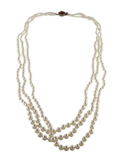 Gucci Crystal, Resin & Faux Pearl Multi Strand Necklace