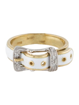 Gucci Vintage Enamel & Diamond Buckle Band