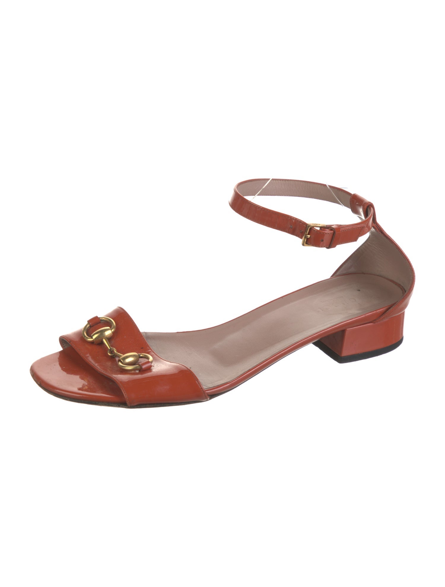 Gucci Horsebit Accent Patent Leather Sandals
