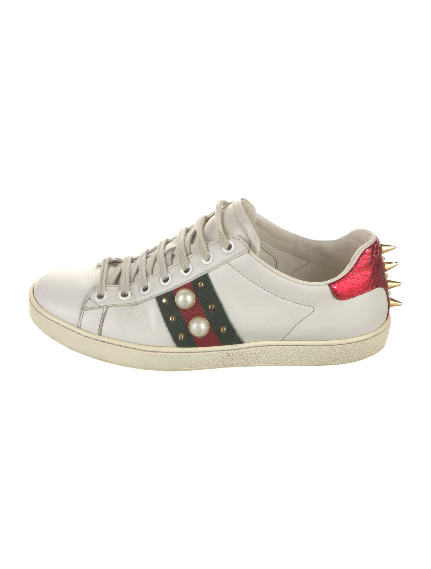 Gucci Web Accent Leather Sneakers