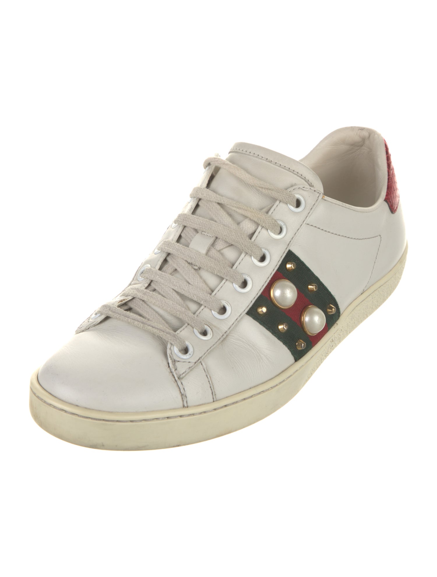 Gucci Web Accent Leather Sneakers