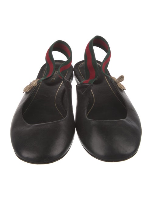 Gucci Web Accent Leather Slingback Flats