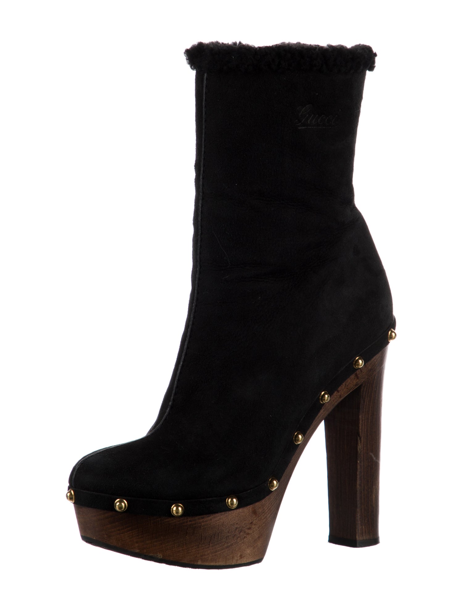 Gucci Suede Fur Trim Boots