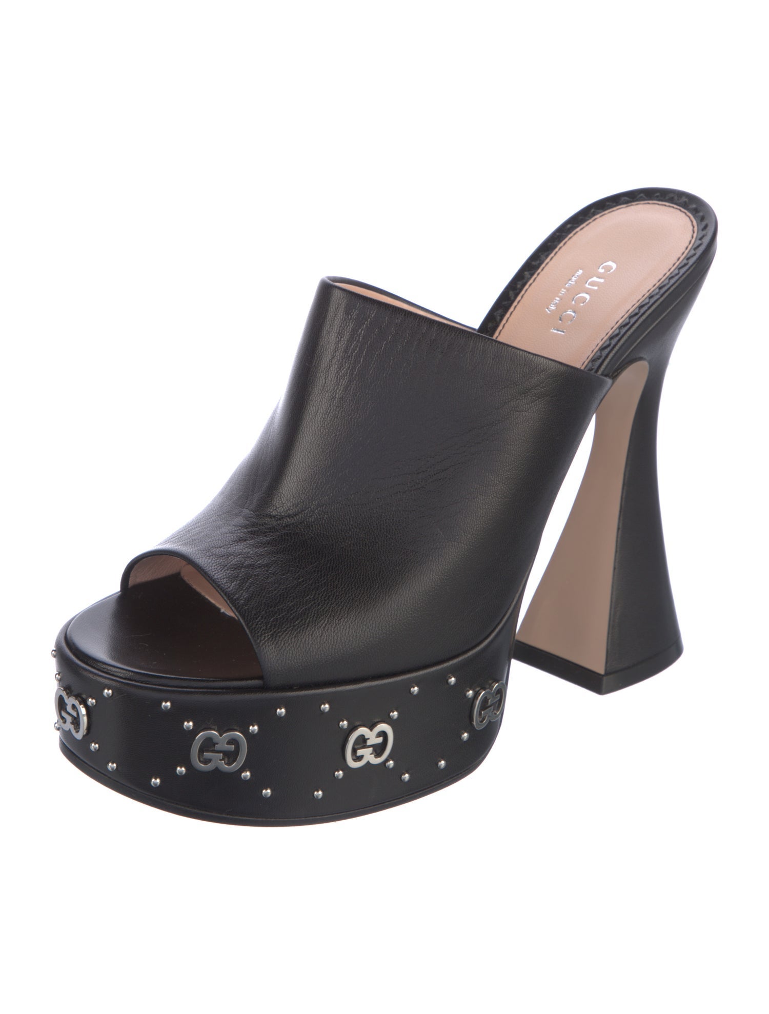 Gucci GG Logo Leather Slides