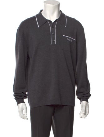 Gucci Web Accent Wool Polo Sweater