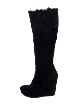 Gucci Microguccissima Pattern Suede Boots