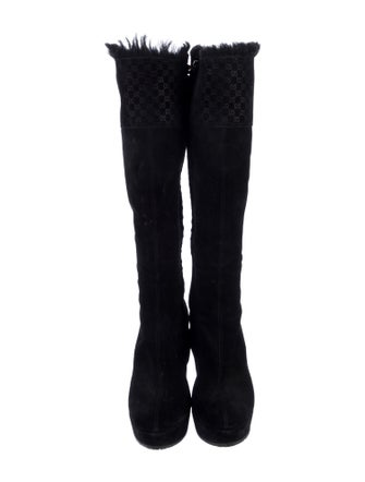 Gucci Microguccissima Pattern Suede Boots