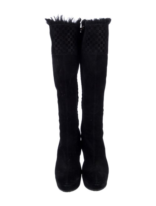 Gucci Microguccissima Pattern Suede Boots