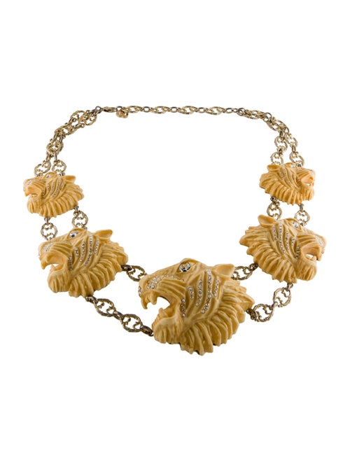 Gucci Resin & Crystal Tiger Head Collar Necklace