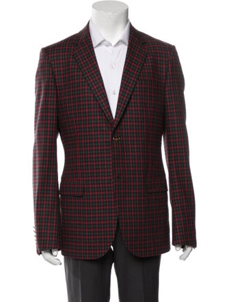 Gucci Wool Plaid Print Blazer