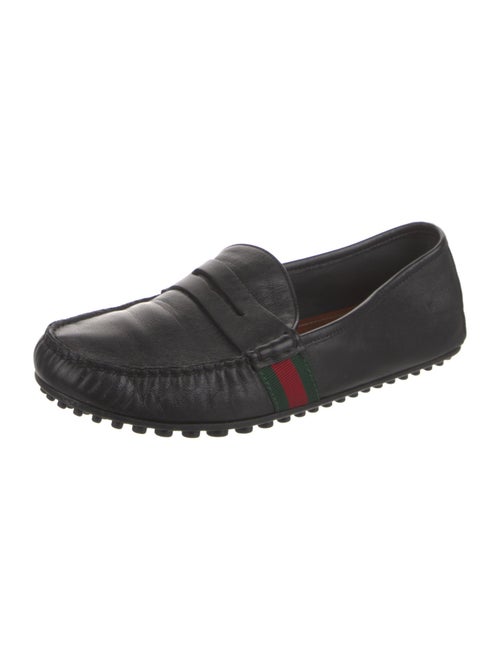 Gucci Web Accent Leather Loafers