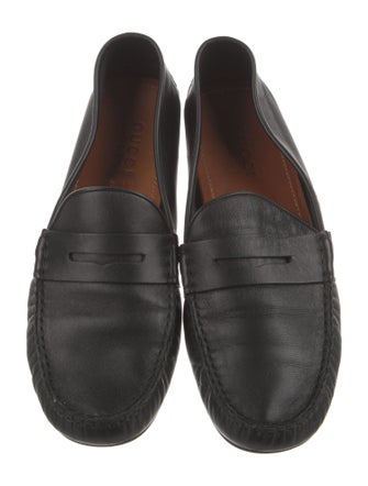 Gucci Web Accent Leather Loafers