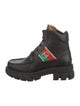 Gucci Web Accent Leather Combat Boots