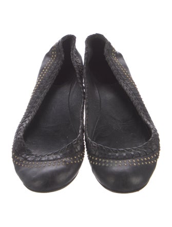 Gucci Leather Whipstitch Trim Ballet Flats