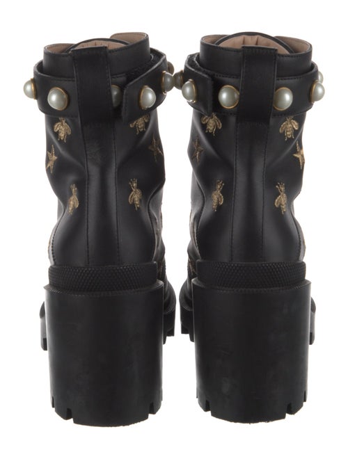 Gucci Bee's & Stars Accent Leather Combat Boots