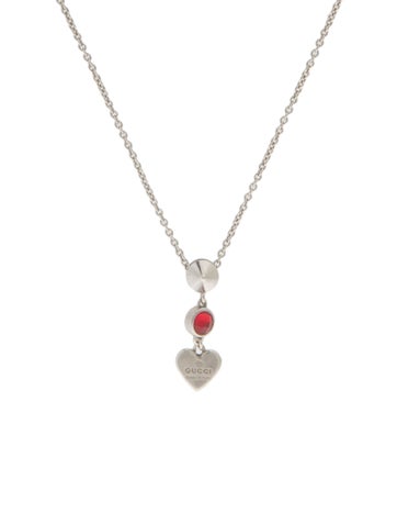 Gucci Pendant Necklace Crystal Heart Trademark