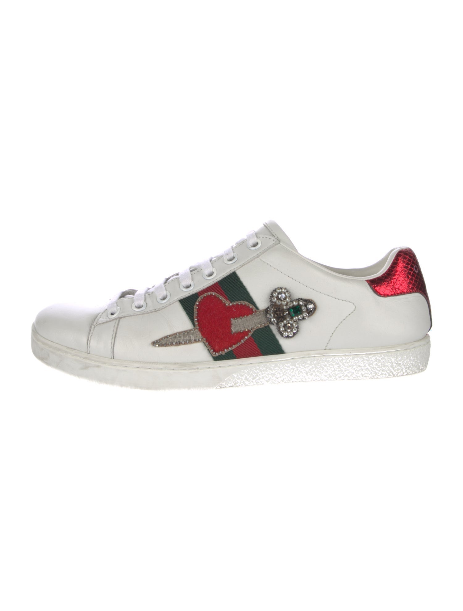 Gucci Web Accent Leather Sneakers