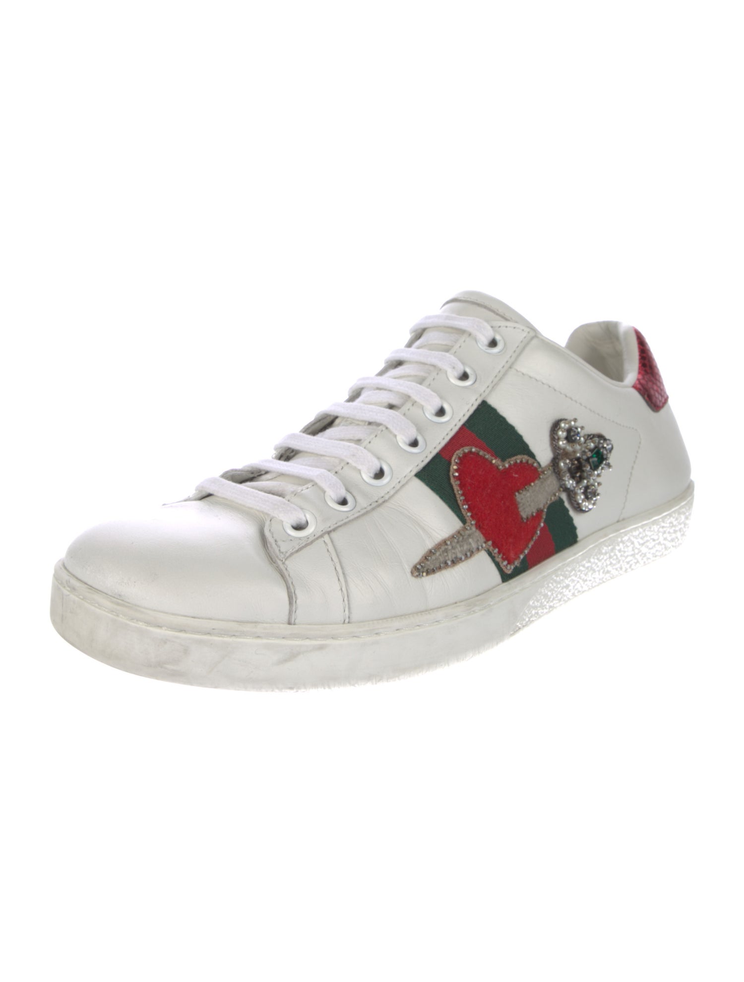 Gucci Web Accent Leather Sneakers