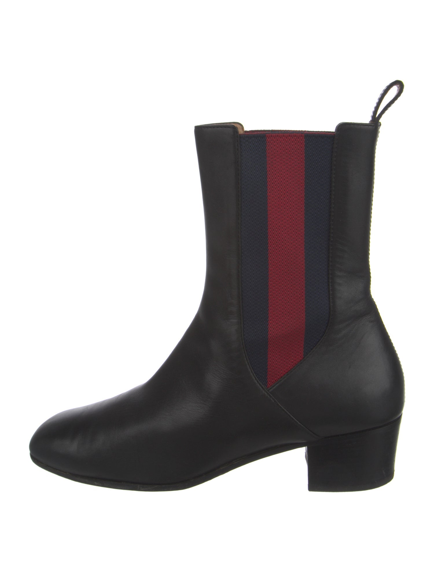 Gucci Sylvie Web Accent Leather Chelsea Boots